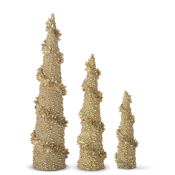 1 Gold Resin Garland Wrapped Bead Trees