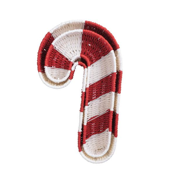 13" Candy Cane Woven Basket