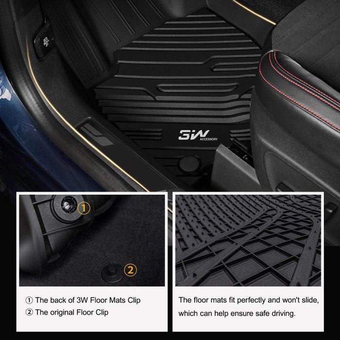 3W Ford Bronco Sport 2021-2024 Floor Mats TPE Material & All-Weather Protection Vehicles & Parts 3Wliners
