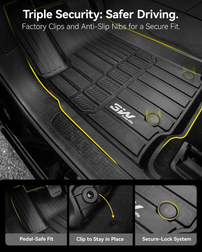 3W Jeep Grand Cherokee L 7 Seat 2021-2027 Custom Floor Mats Thorex™ All-Weather Protection