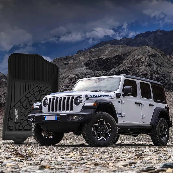 3W Jeep Wrangler 4XE Custom Floor Mats / Trunk Mat 2021-2024 Hybrid 4 Door TPE Material & All-Weather Protection Vehicles & Parts 3Wliners