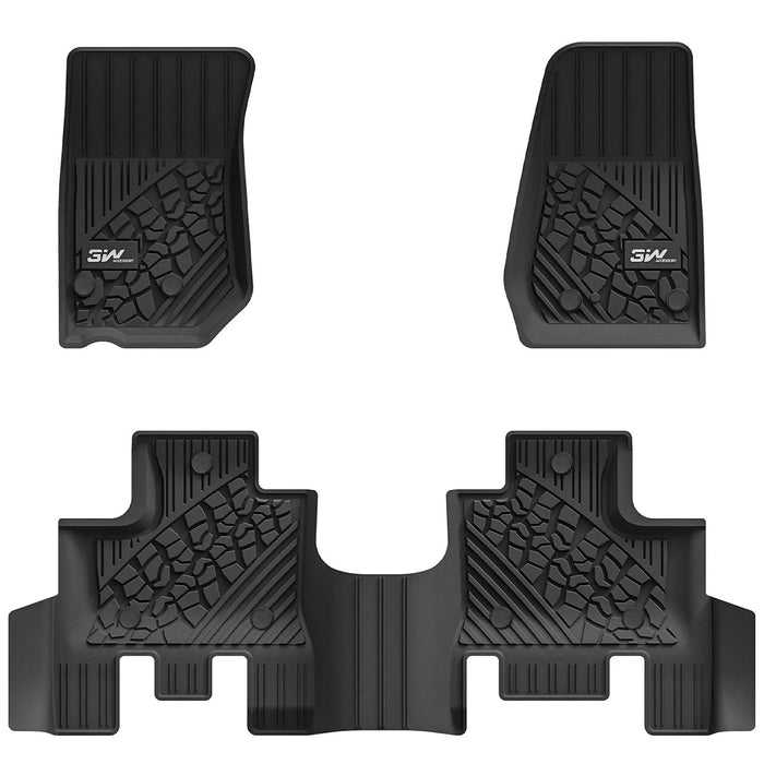 3W Jeep Wrangler JKU 2013-2018 Unlimited 4 Door Only Custom Floor Mats TPE Material & All-Weather Protection Vehicles & Parts 3Wliners 2013-2018 Wrangler JK 2013-2018 1st&2nd Row Mats