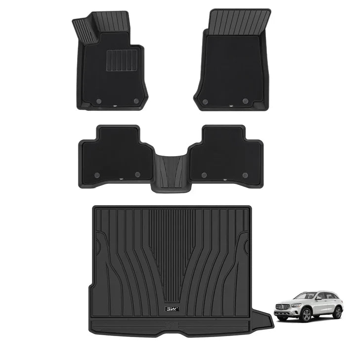 3W Mercedes-Benz GLC 2016-2022 Custom Floor Mats / Trunk Mat (Trunk Mat Not Fit Coupe Well) Thorex™ All-Weather Protection - 3Wliners