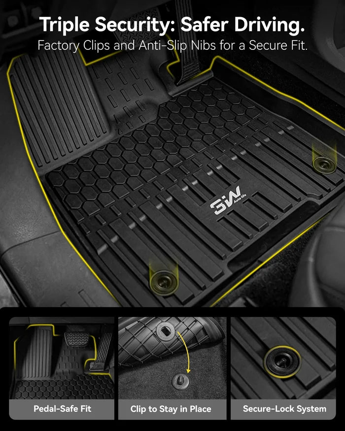 3W Floor Mats & Trunk Mat& Backrest Mats for Toyota Sienna 2021-2026 (Only for 7 Seat), TPE All Weather Custom Fit Floor Liner for Sienna 1st, 2nd and 3rd Row and Cargo Mat, Black, Car Accessories