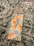 4” x 56“ poplin yellow lavender watercolor tulip check back sash, yellow