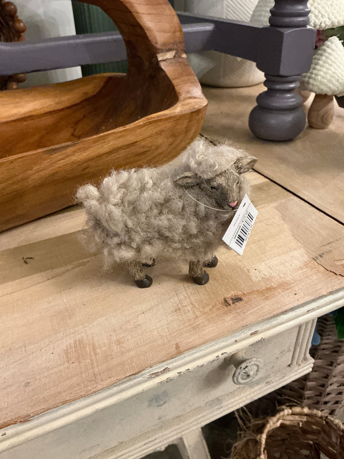 4"H, 4.5"H Resin/Faux Fur Sheep - Small Brown
