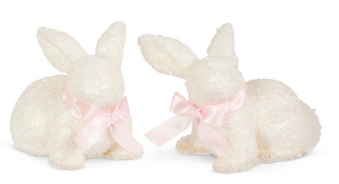 5.5" White Glitter Bunny