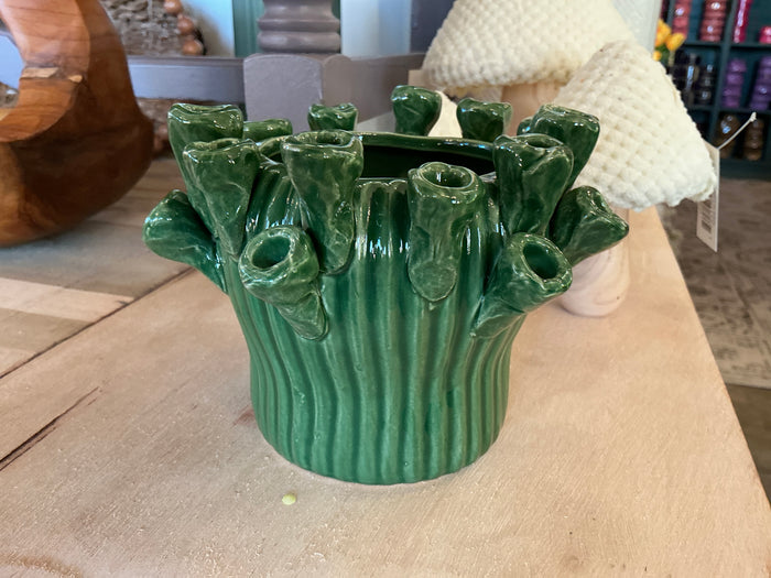 5.5"D x 5"H Stoneware Container w/Floral