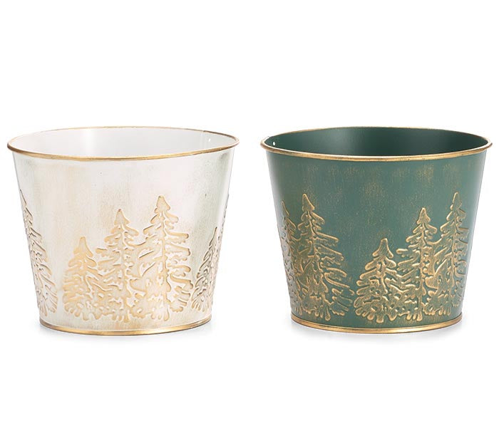 6" EMBOSSED TREES POT COVER