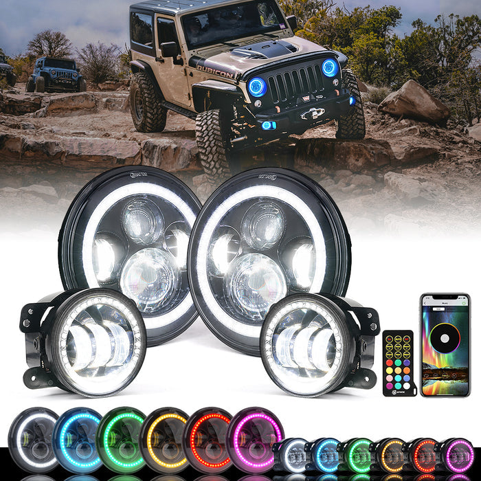 7"  RGB Headlight & Fog Light With Halo Kit | Aura Series