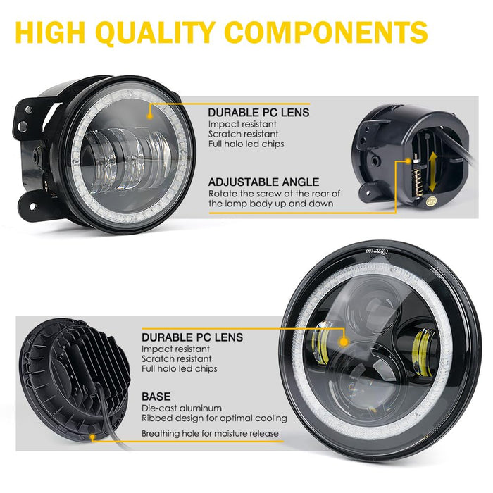 7"  RGB Headlight & Fog Light With Halo Kit | Aura Series