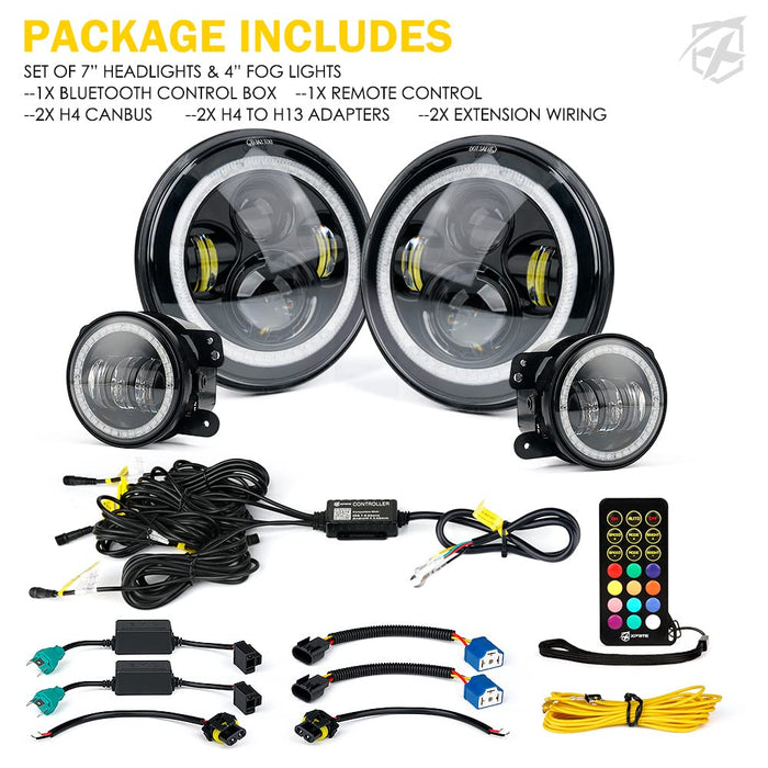 7"  RGB Headlight & Fog Light With Halo Kit | Aura Series