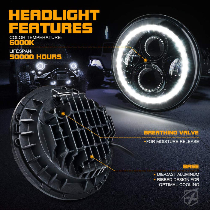 7" RGB Headlights with Chasing Halo for Jeep Wrangler| Exhibit Series