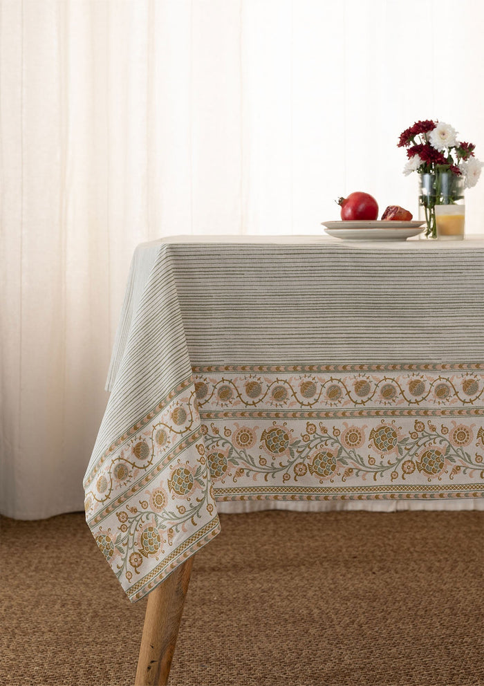 Anora Yellow 100% Cotton Printed Table Cloth