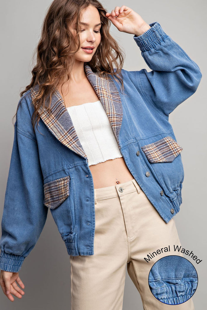 Aria Denim Plaid Jacket