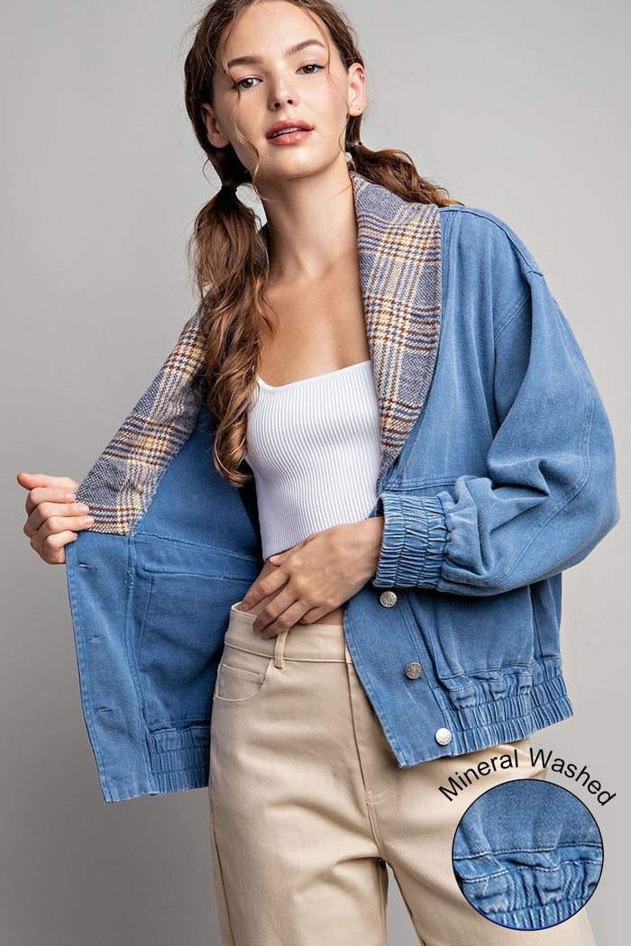 Aria Denim Plaid Jacket