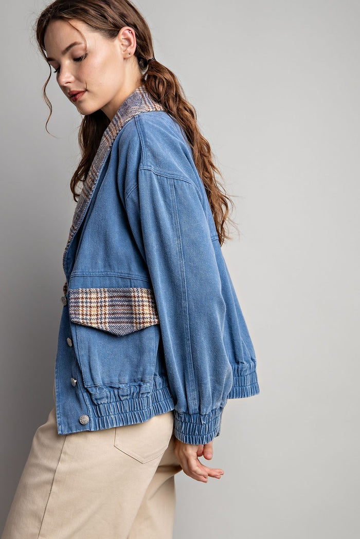 Aria Denim Plaid Jacket