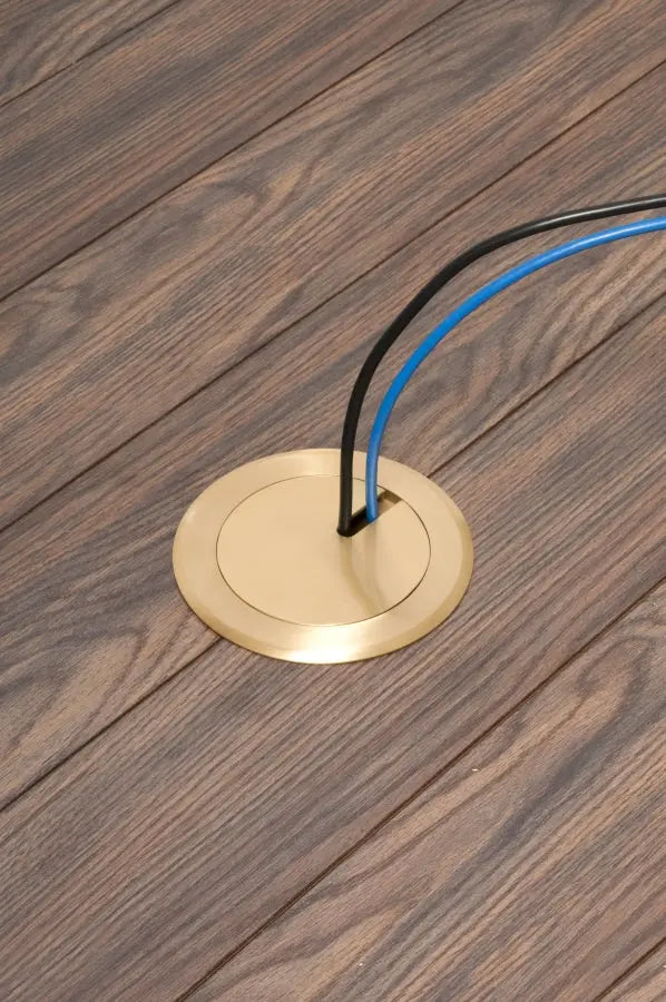 Arlington FLBC4560DMB In Box Cover Kit With Metal Flange, Blank and In-Use Slotted Plug Cover - Brass, w/ Decorator Style Receptacle - Ready Wholesale Electric Supply and Lighting
