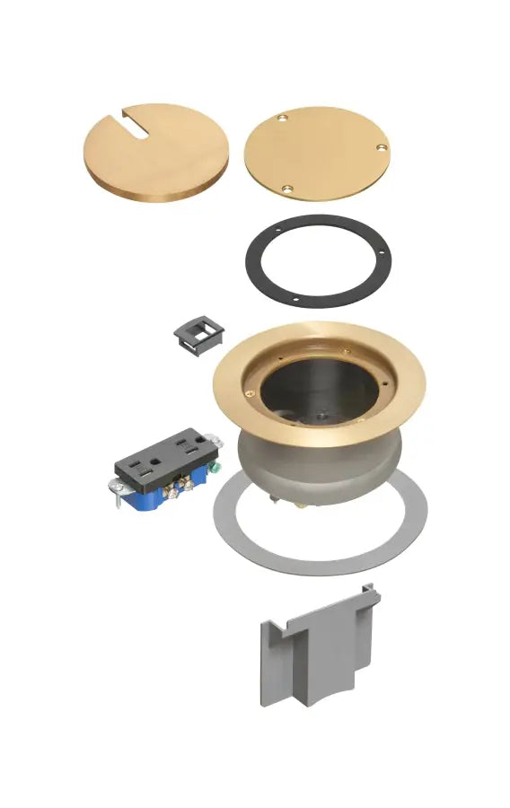 Arlington FLBC4580MB  Recessed Concrete Floor Box Cover Kit, Low Voltage Divider, Brass - Ready Wholesale Electric Supply and Lighting