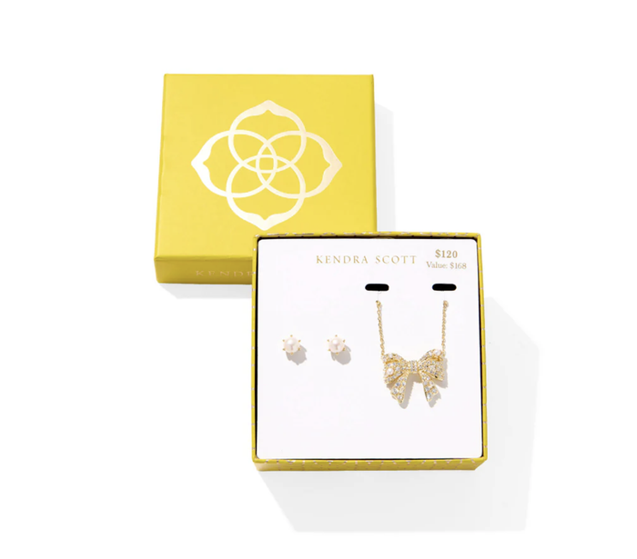 Ashton Krista Bow Gold White Mix Gift Set Kendra Scott