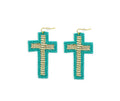 Beaded Cross Dangle Earrings