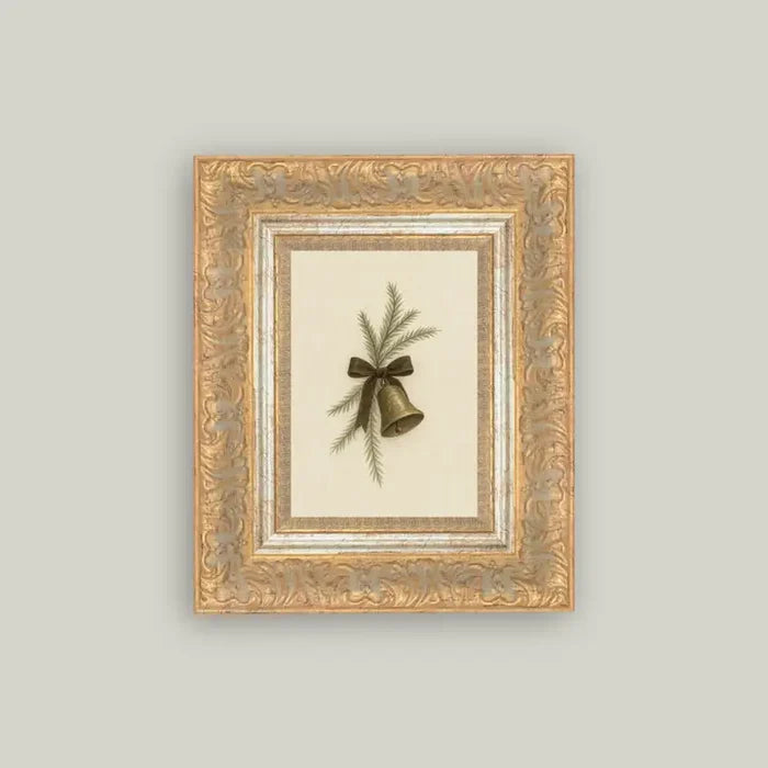 Bell with Pine Framed Antique Art
