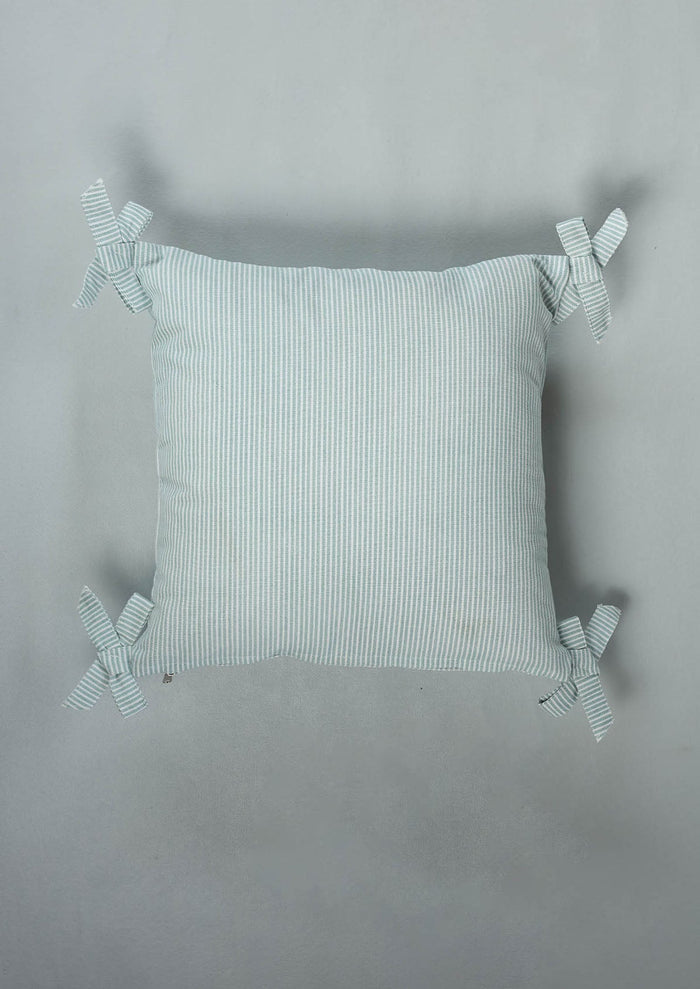 Belle Teal Embroidered 100% Cotton Cushion Cover For Sofa