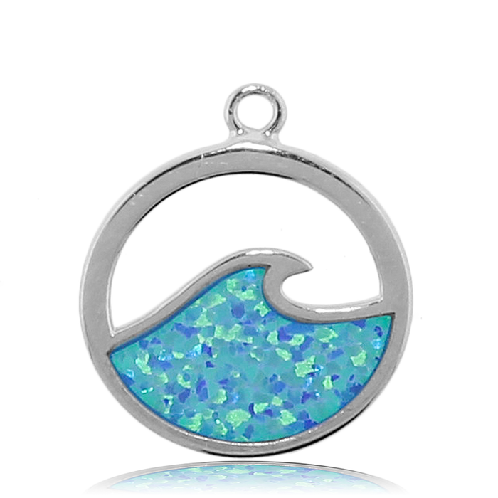 Blue Calcite Stone Bracelet with Deep as the Ocean Sterling Silver Charm