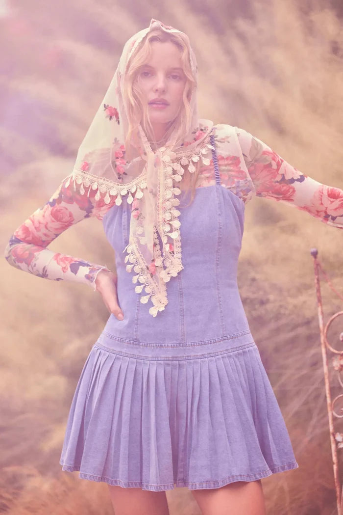 Blue Me Away Denim Drop-Waist Cami Mini Dress - ShopPromesa