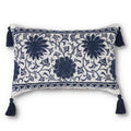 Blue & White Embroidered Mandala Pillow