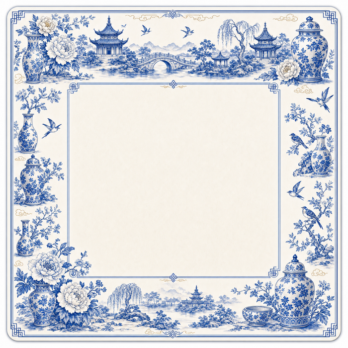 Blue Willow Chinoiserie Mahjong Mat main image