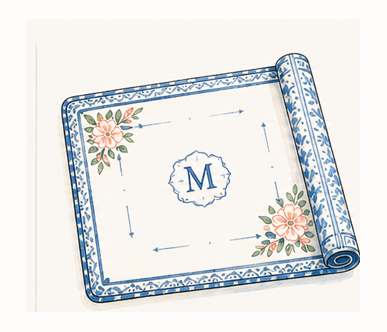 Blue Willow Chinoiserie Mahjong Mat