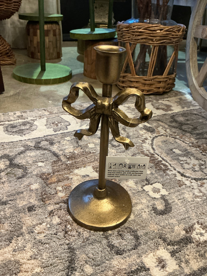 Bow Taper Candle Holder 8"H - Small