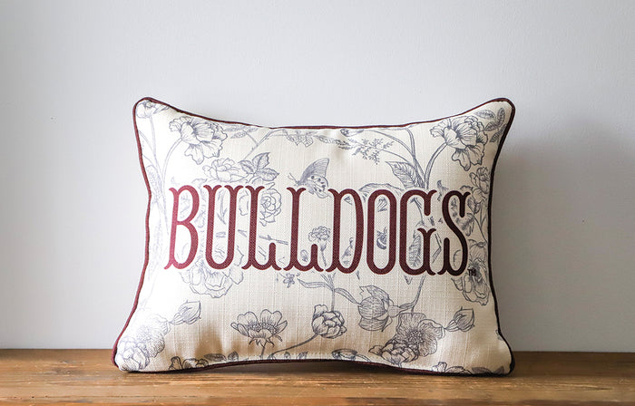Bulldogs Toile Pillow Piping Garnet