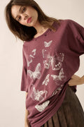 Butterfly Kisses Oversize Distressed Graphic Tee - ShopPromesa