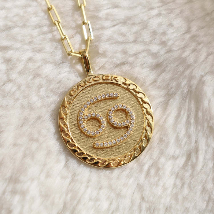 Cancer Gold Vermeil Zodiac Necklace