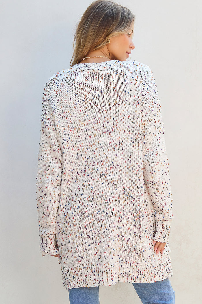 Cardigan à manches longues en tricot côtelé blanc Confetti-A WOMAN WE LOVE