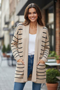 Cardigan ouvert à rayures noires *