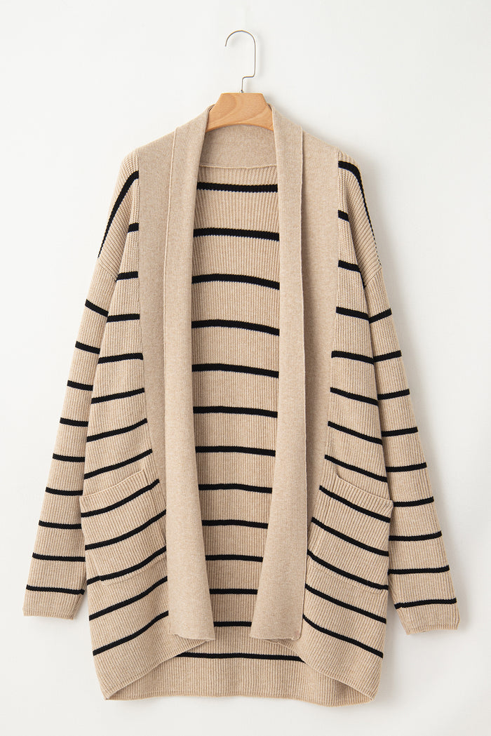 Cardigan ouvert à rayures noires *