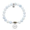 Celestine Stone Bracelet with Compass Rose Sterling Silver Charm