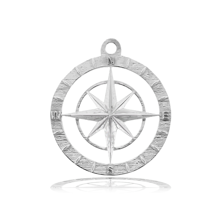 Celestine Stone Bracelet with Compass Rose Sterling Silver Charm