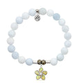Celestine Stone Bracelet with Flower of Positivity Sterling Silver Charm