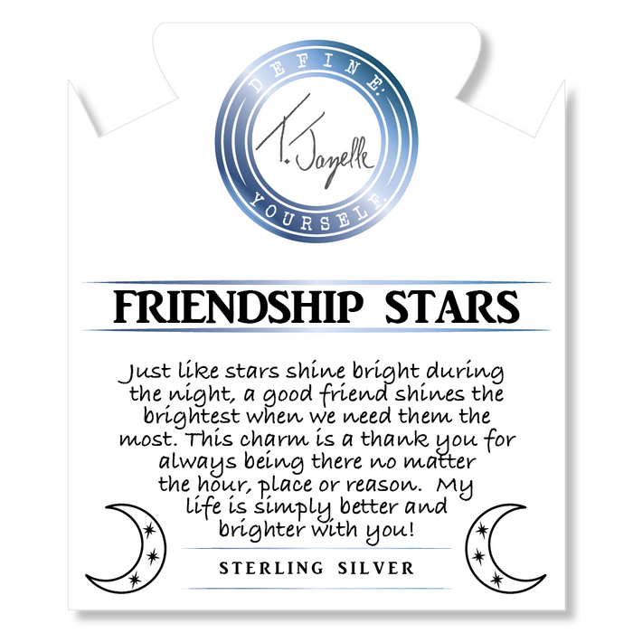 Celestine Stone Bracelet with Friendship Stars Sterling Silver Charm