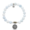 Celestine Stone Bracelet with Saint Christopher Sterling Silver Charm
