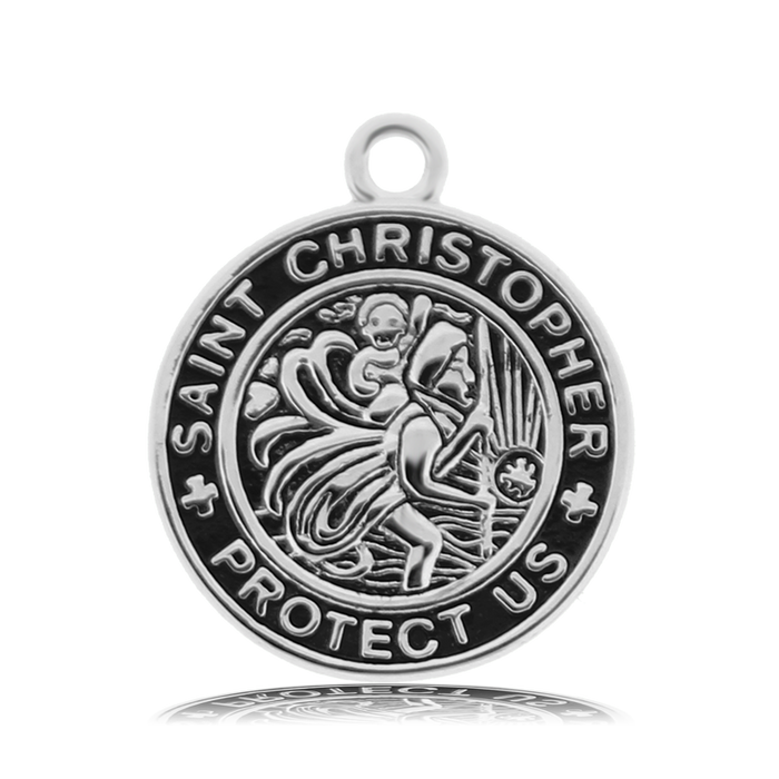 Celestine Stone Bracelet with Saint Christopher Sterling Silver Charm
