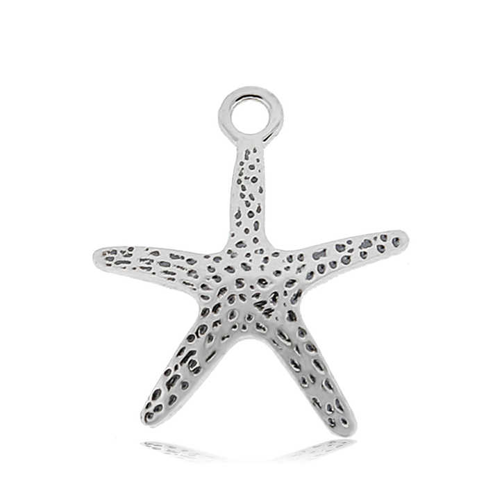 Celestine Stone Bracelet with Starfish Sterling Silver Charm