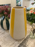 CERAMIC COLORED STRIPED VASES - Tall Yellow