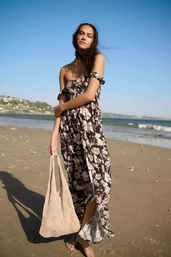 Chic Petals Smocked Floral Off-Shoulder Maxi Dress - ShopPromesa