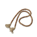 Chunky Natural Wood Bead Garland with Jute Tassel
