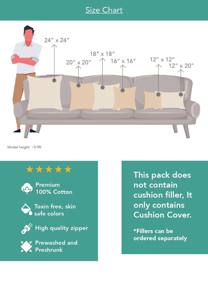 Claro Brown Geometric Printed 100% Cotton Cushion Cover For Sofa